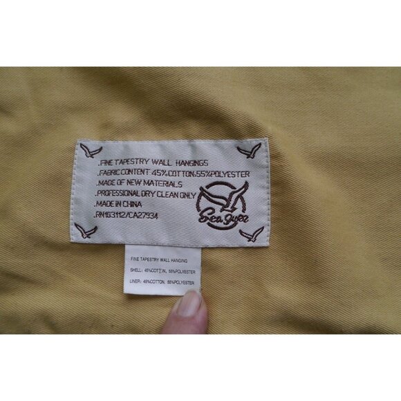 VTG Woven Tapestry Wall Hanging French Landscape Romantic by Sea Gull 43"x33.5" - Picture 8 of 15